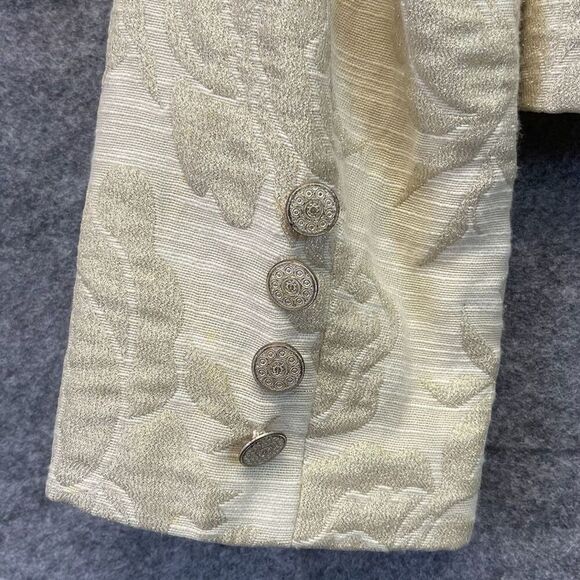 GEORGE Me Designs By Mark Eisen Blazer Women's Size 12 Cream Floral Metallic - Picture 11 of 13